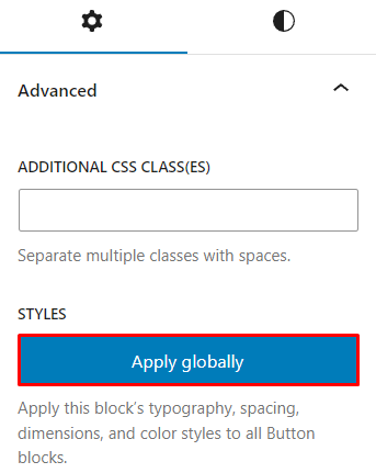 The apply globally button on the block settings panel