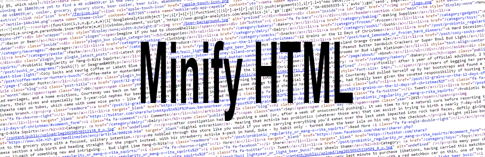 Product image for Minify HTML.